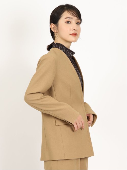 ウーリッシュ カラーレスロングジャケット キャメル(セットアップ可能)