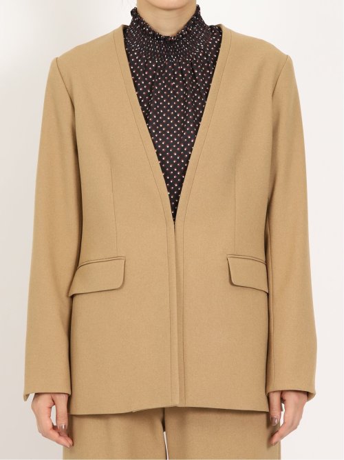 ウーリッシュ カラーレスロングジャケット キャメル(セットアップ可能)