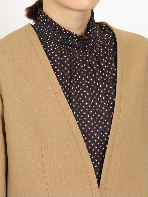 ウーリッシュ カラーレスロングジャケット キャメル(セットアップ可能)