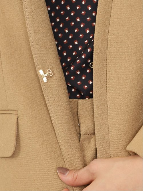 ウーリッシュ カラーレスロングジャケット キャメル(セットアップ可能)