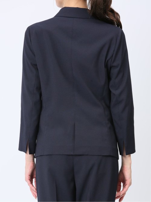 シアサッカー 1ボタン7分袖ジャケット 紺(セットアップ可能)