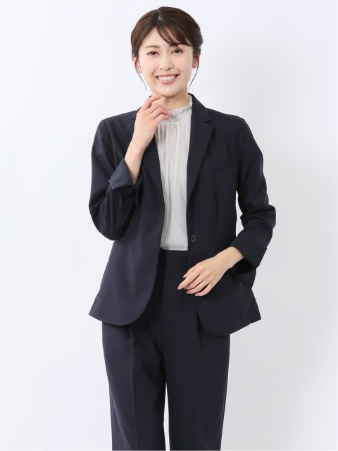 ウェザーストレッチウォッシャブル 1ボタンジャケット 紺(セットアップ可能)