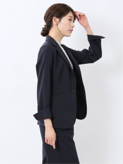ウェザーストレッチウォッシャブル 1ボタンジャケット 紺(セットアップ可能)