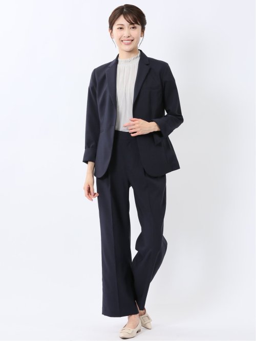 ウェザーストレッチウォッシャブル 1ボタンジャケット 紺(セットアップ可能)