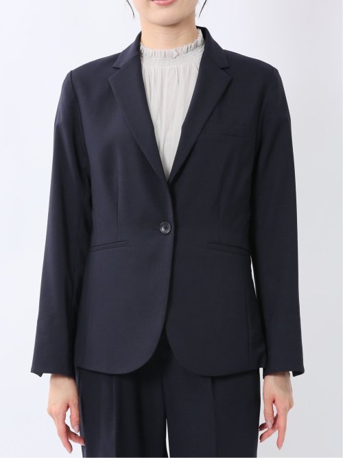 ウェザーストレッチウォッシャブル 1ボタンジャケット 紺(セットアップ可能)