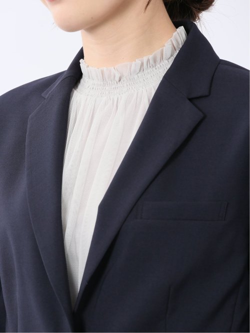 ウェザーストレッチウォッシャブル 1ボタンジャケット 紺(セットアップ可能)