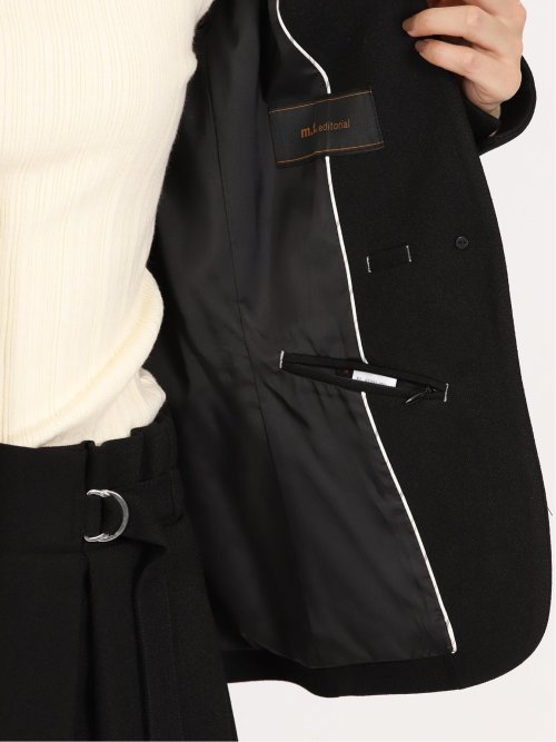 ウーリッシュ カラーレスジャケット 黒(セットアップ可能)