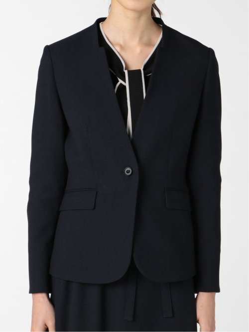 ウーリッシュ カラーレスジャケット 紺(セットアップ可能)