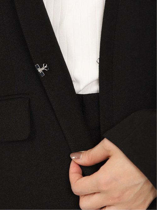 ウーリッシュ カラーレスロングジャケット 黒(セットアップ可能)