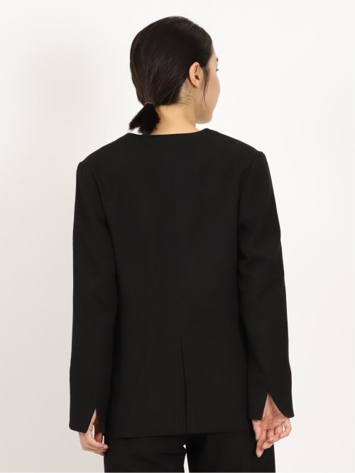 ウーリッシュ カラーレスロングジャケット 黒(セットアップ可能)