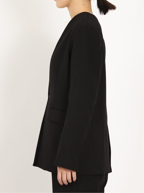 ウーリッシュ カラーレスロングジャケット 黒(セットアップ可能)