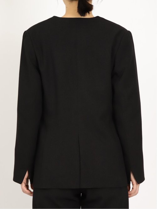 ウーリッシュ カラーレスロングジャケット 黒(セットアップ可能)