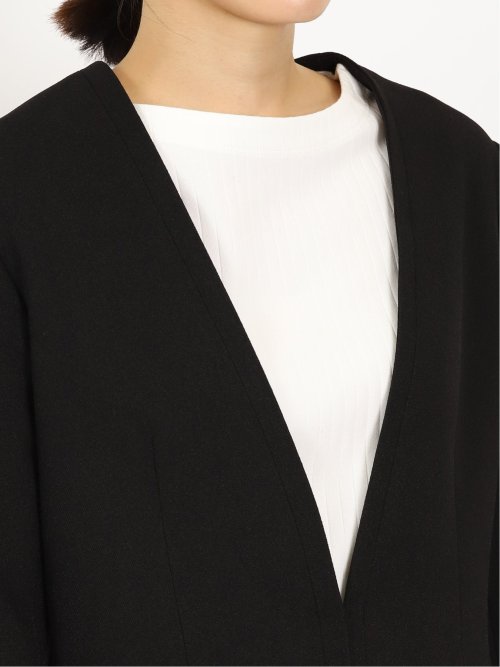 ウーリッシュ カラーレスロングジャケット 黒(セットアップ可能)