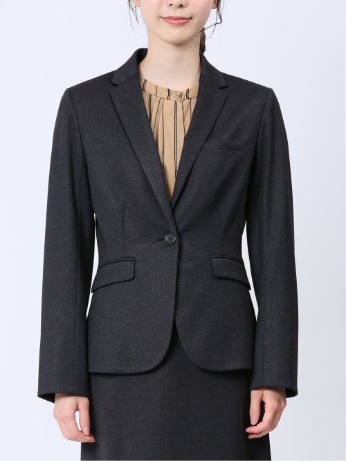 ストレッチポンチ 1ボタンジャケット 無地柄(セットアップ可能)