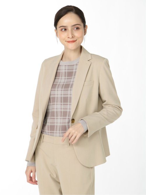 アルガンオイル 1ボタンテーラージャケット ベージュ(セットアップ可能)