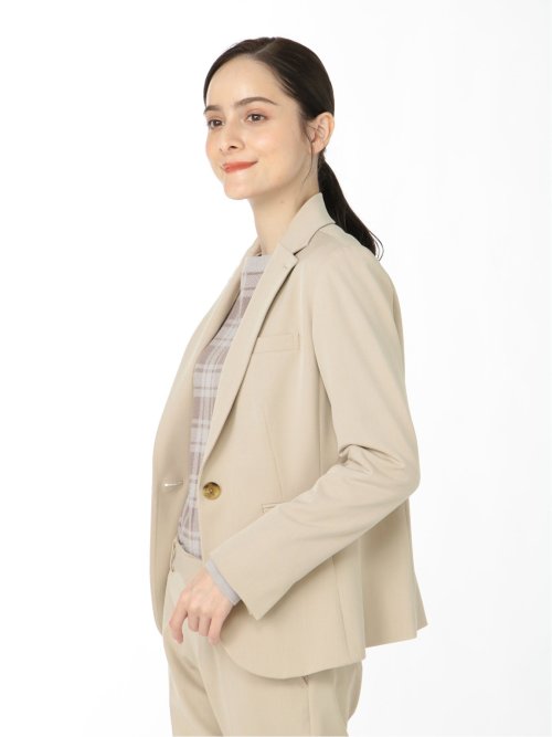 アルガンオイル 1ボタンテーラージャケット ベージュ(セットアップ可能)