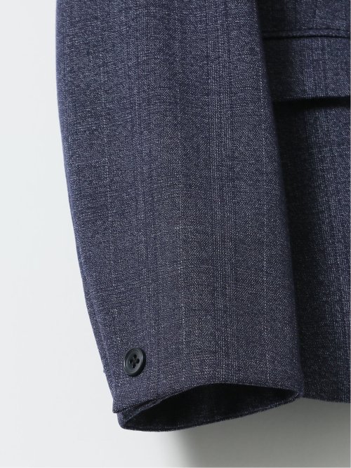 ジャケット レディース ビジネス セットアップ可能 ストレッチ ウォッシャブル 1ボタン テーラード グレンチェック 紺