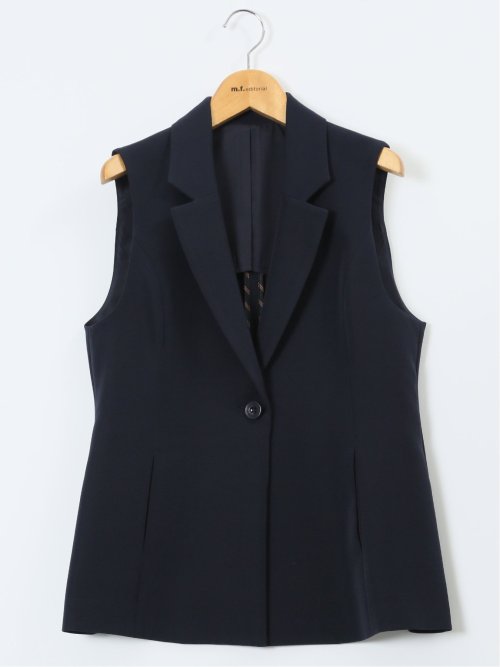 【タグ付き】olu. 2点セット ダブルクロス ロングジレ 紺(セットアップ可能)(S 75紺): トップス