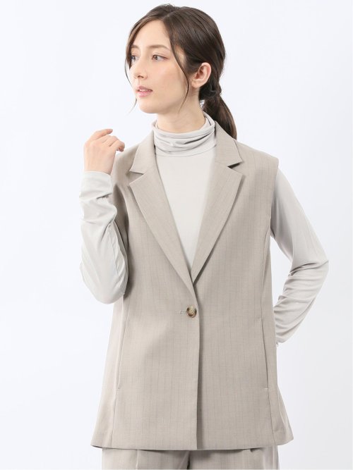 ビリーストライプ テーラードジレ ベージュ(セットアップ可能)