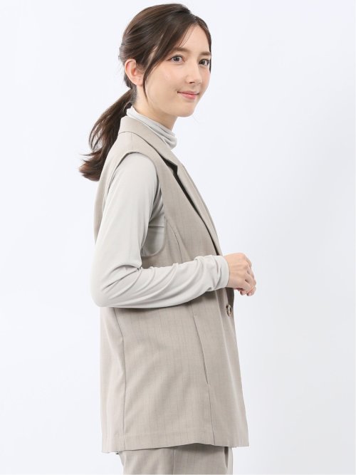 ビリーストライプ テーラードジレ ベージュ(セットアップ可能)