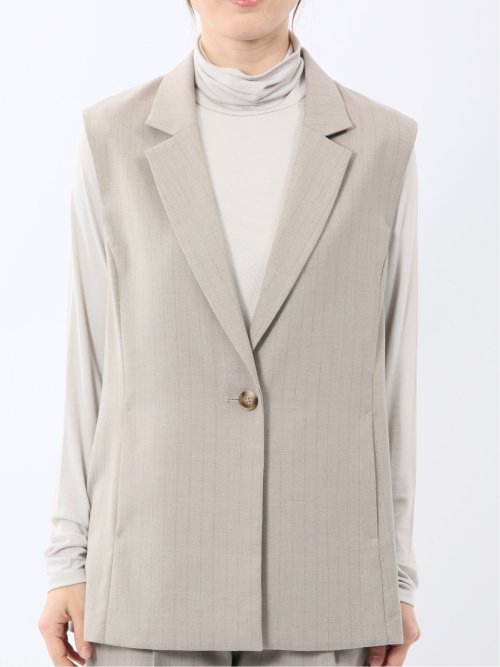 ビリーストライプ テーラードジレ ベージュ(セットアップ可能)