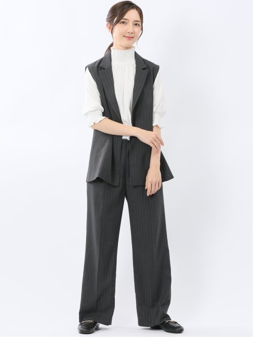 ビリーストライプ テーラードジレ グレー(セットアップ可能)