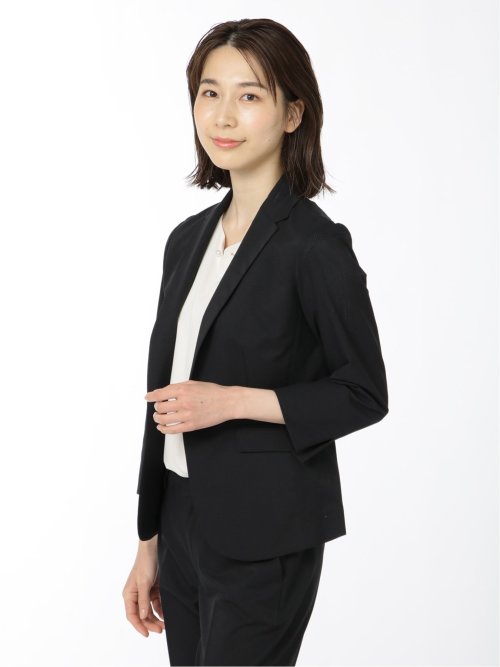 【極美品 カシミヤ混 XL 】メイルアンドコー　タカキュー　フーデットコート　黒 クールドッツ/COOL DOTS 1ボタン7分袖ジャケット 黒