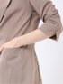 ストレッチ ウォッシャブル リネン混 1ボタン 7分袖 ジャケット 茶(セットアップ可能)