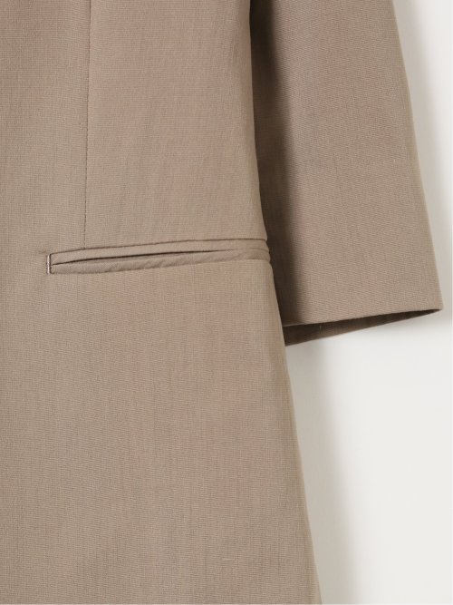 ストレッチ ウォッシャブル リネン混 1ボタン 7分袖 ジャケット 茶(セットアップ可能)