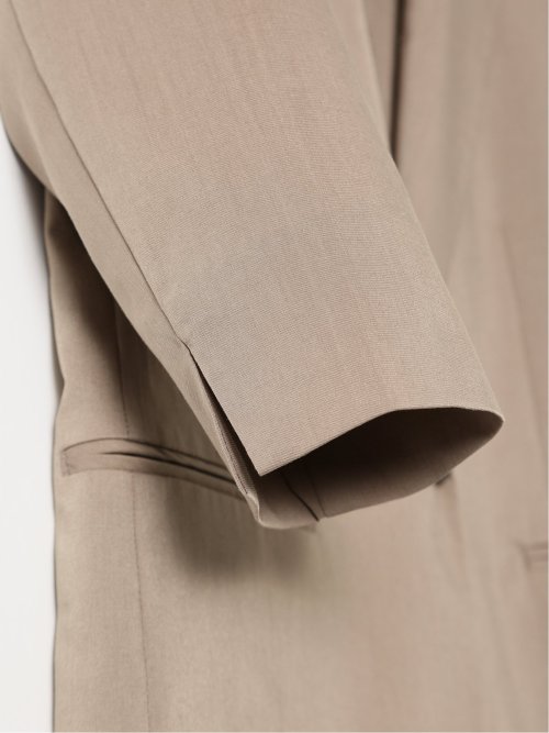 ストレッチ ウォッシャブル リネン混 1ボタン 7分袖 ジャケット 茶(セットアップ可能)