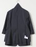ストレッチ ウォッシャブル リネン混 1ボタン 7分袖 ジャケット 紺(セットアップ可能)