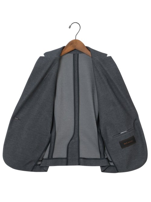 ドビーニット  1ボタン7分袖ジャケット 紺(セットアップ可能)
