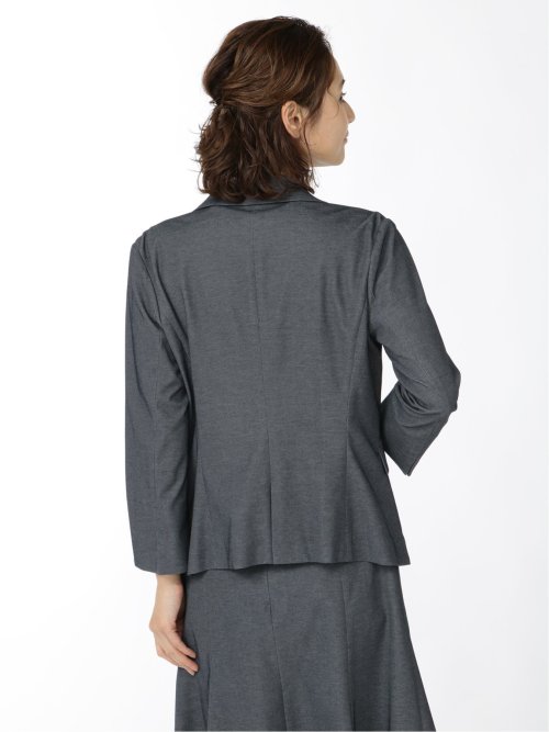 ドビーニット  1ボタン7分袖ジャケット 紺(セットアップ可能)