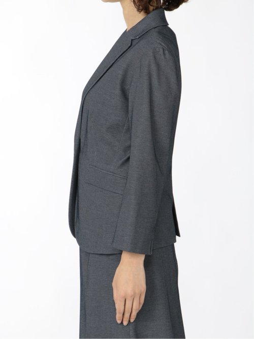 ドビーニット  1ボタン7分袖ジャケット 紺(セットアップ可能)