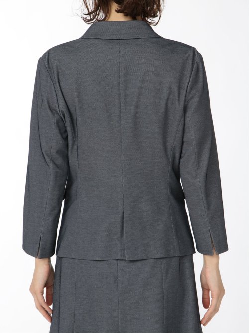 ドビーニット  1ボタン7分袖ジャケット 紺(セットアップ可能)