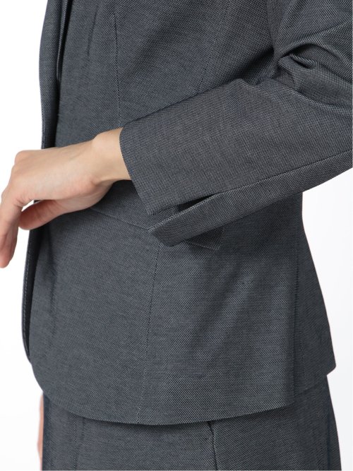 ドビーニット  1ボタン7分袖ジャケット 紺(セットアップ可能)