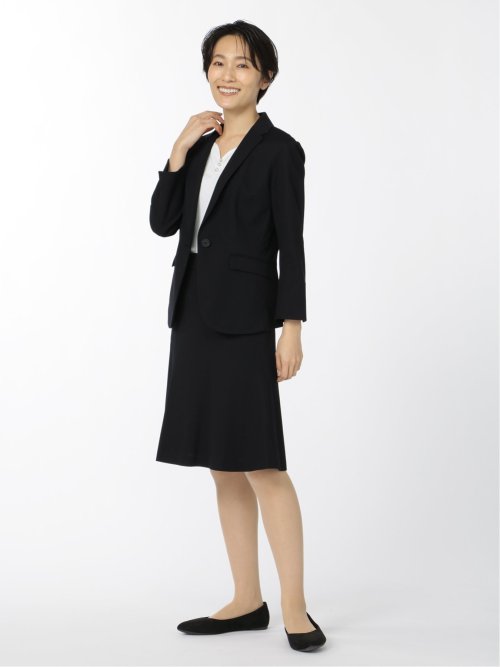 ドビーニット 1ボタン7分袖ジャケット 組織紺(セットアップ可能)