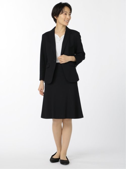 ドビーニット 1ボタン7分袖ジャケット 組織紺(セットアップ可能)