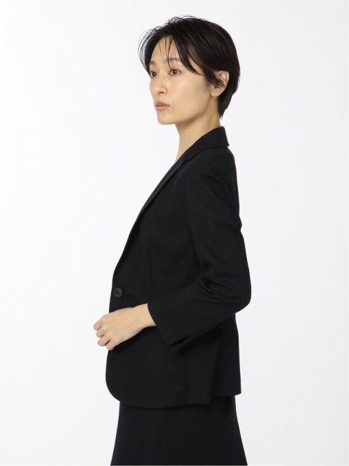 ドビーニット 1ボタン7分袖ジャケット 組織紺(セットアップ可能)