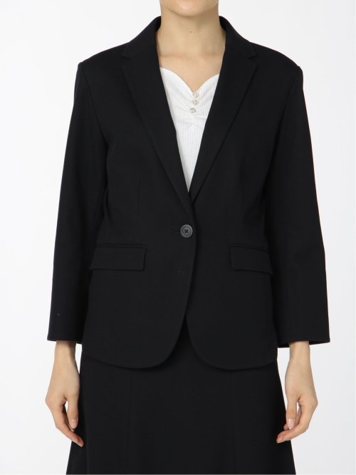 ドビーニット 1ボタン7分袖ジャケット 組織紺(セットアップ可能)