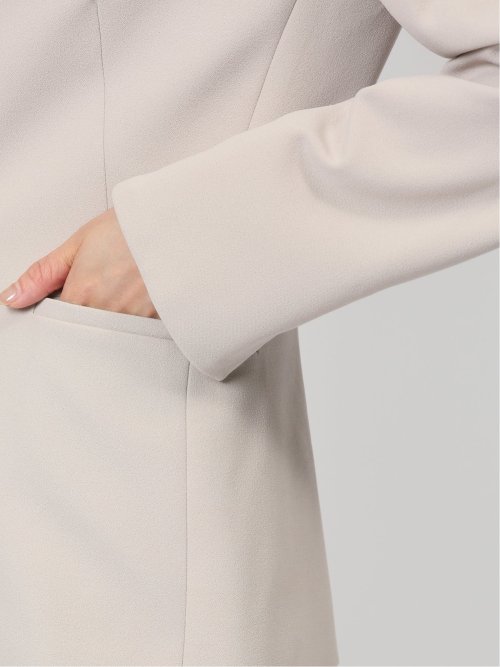 カットジョーゼット カラーレスジャケット ベージュ(セットアップ可能)