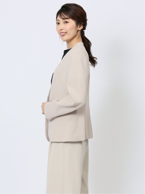 カットジョーゼット カラーレスジャケット ベージュ(セットアップ可能)