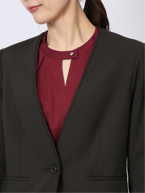 ウーリッシュ カラーレスジャケット ピンドットこげ茶(セットアップ可能)