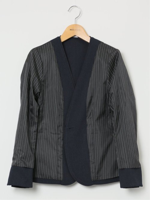 ウーリッシュ カラーレスジャケット ピンドット紺(セットアップ可能)