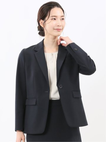 ストレッチウォッシャブル ダブルクロス リラクシング 1ボタンジャケット 紺(セットアップ可能)