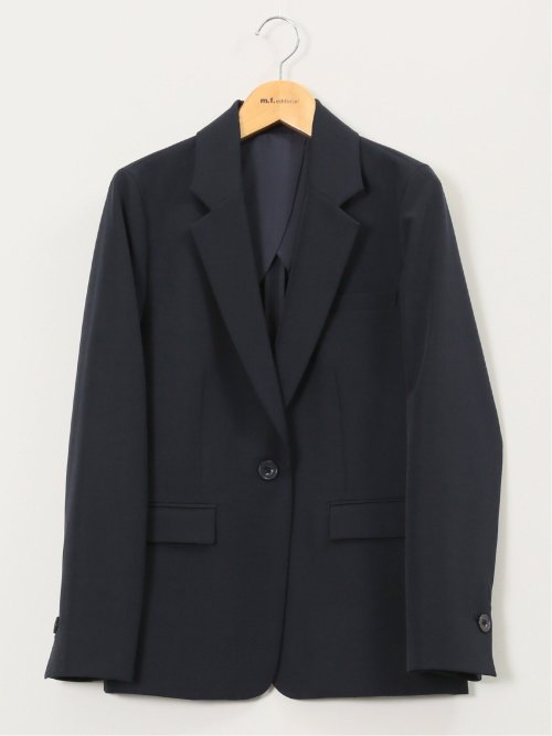 ストレッチウォッシャブル ダブルクロス リラクシング 1ボタンジャケット 紺(セットアップ可能)