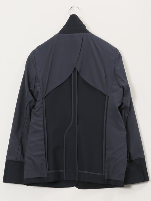 ストレッチウォッシャブル ダブルクロス リラクシング 1ボタンジャケット 紺(セットアップ可能)