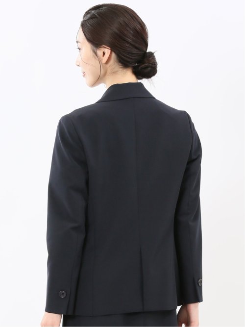 ストレッチウォッシャブル ダブルクロス リラクシング 1ボタンジャケット 紺(セットアップ可能)