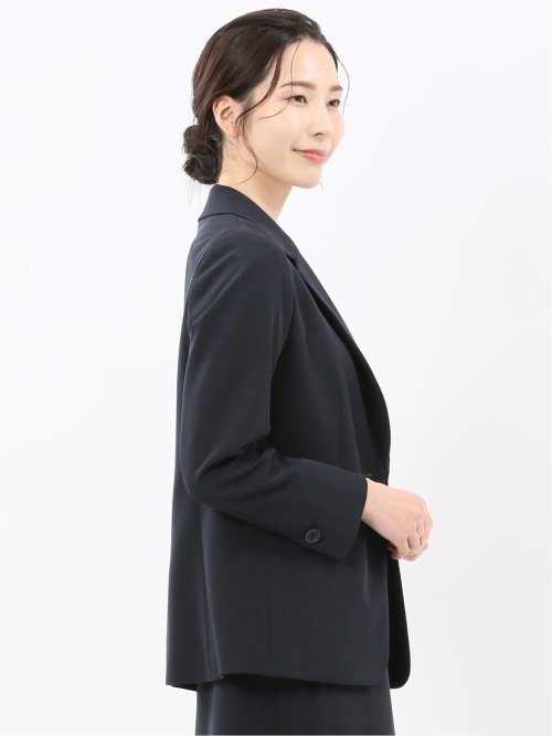 ストレッチウォッシャブル ダブルクロス リラクシング 1ボタンジャケット 紺(セットアップ可能)