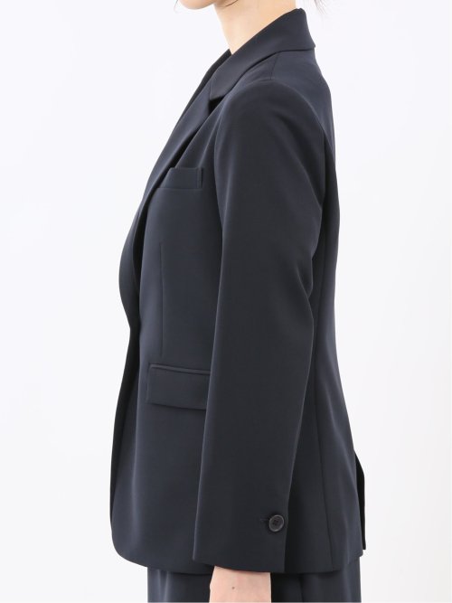 ストレッチウォッシャブル ダブルクロス リラクシング 1ボタンジャケット 紺(セットアップ可能)